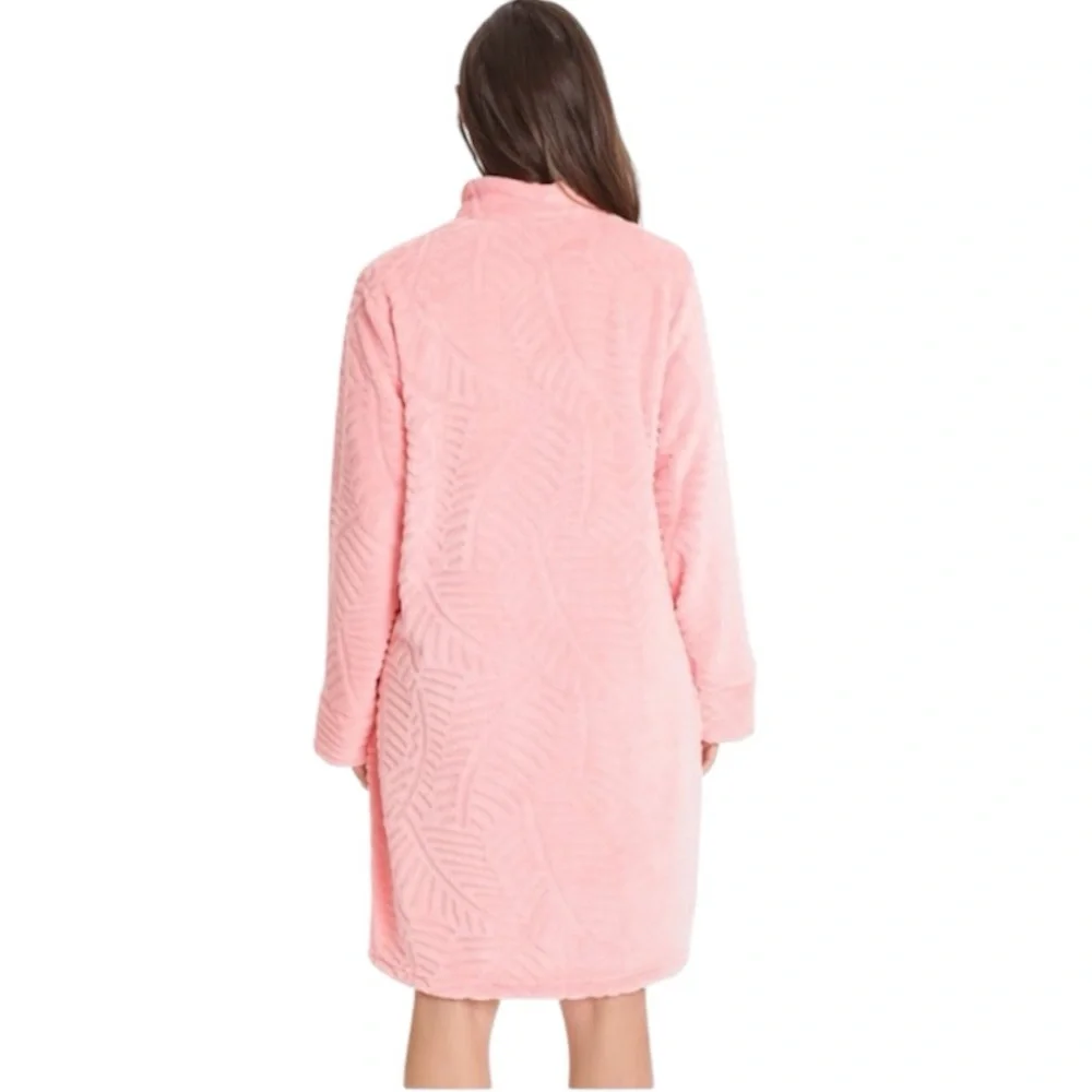 Just Love Coral Plush Zippered‎ Lounger Kimono Robe Size Medium NWOT